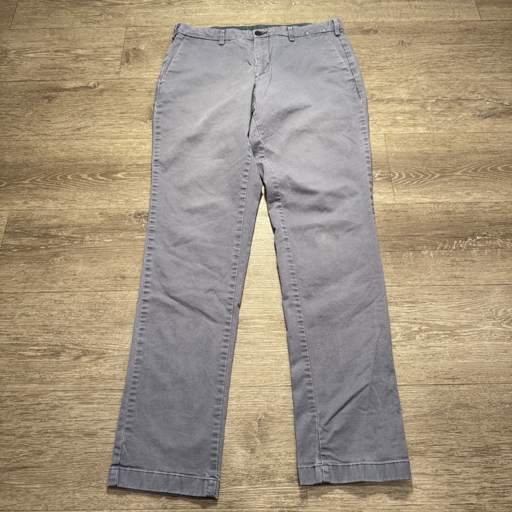 Uniqlo‎ Pants Mens 33 Blue Gray Chino Slim Straight 33x32 Cotton Minimal Adult